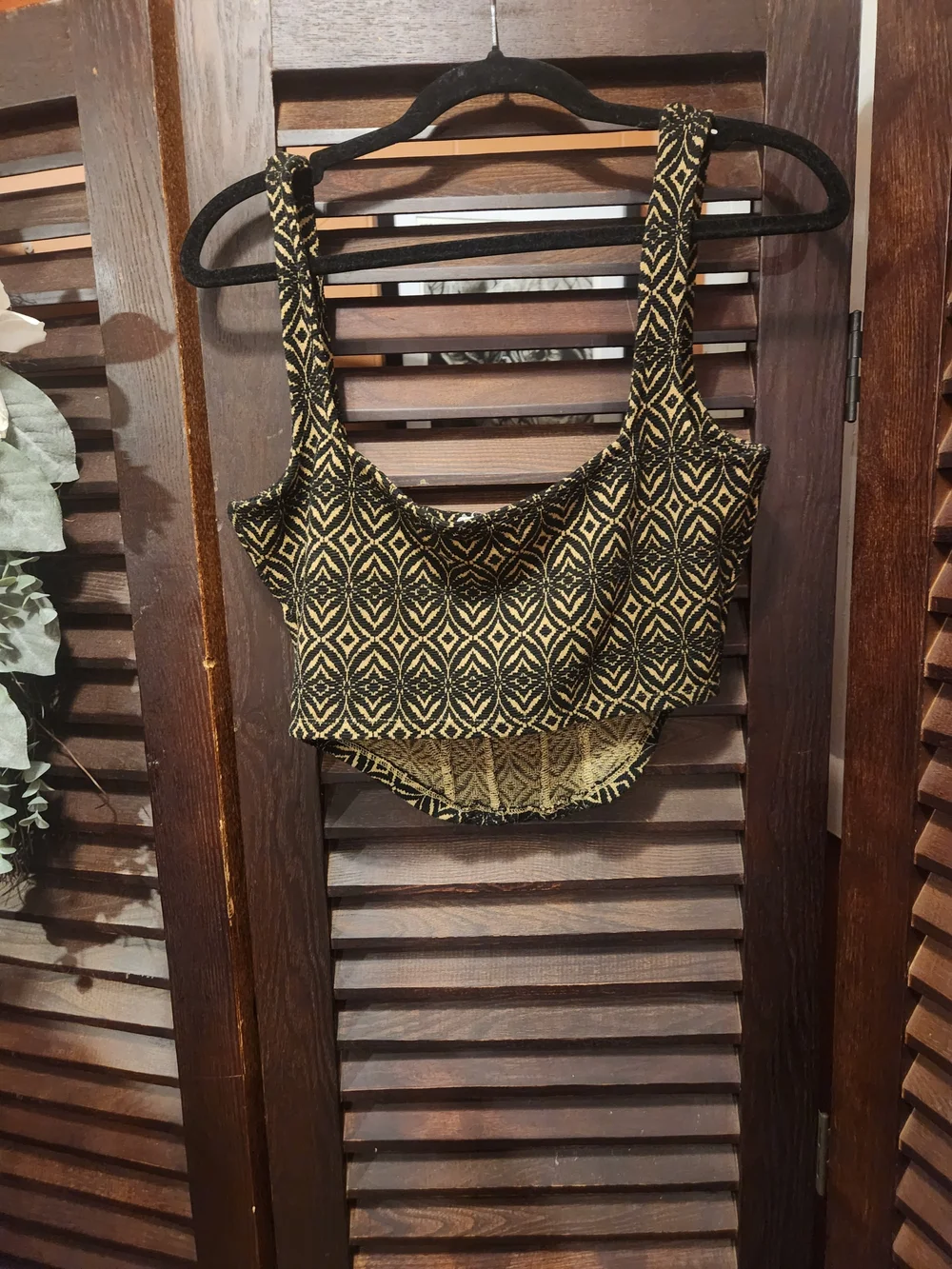 Free People Black and Gold Geometric Crop Tank
